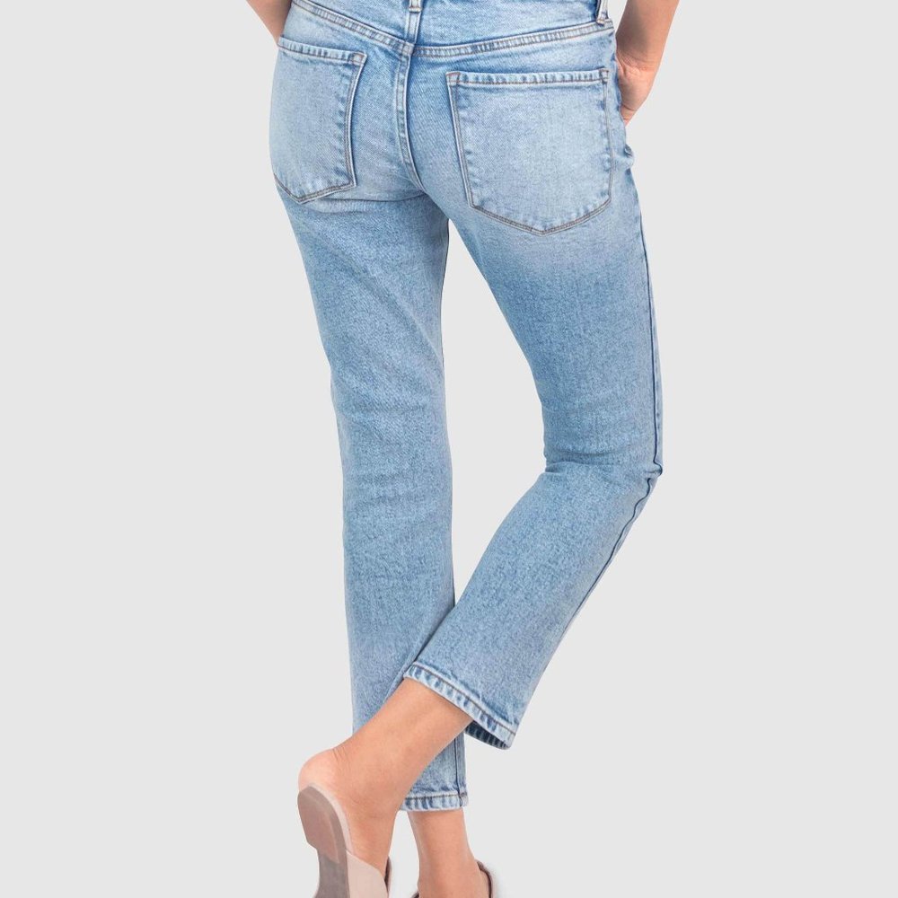 OLGYN Stretch Light Blue Denim Boot Cut Fit Pant - Picture 3 of 5